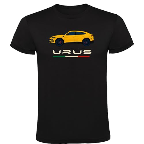 Genérico Camiseta Negra con Diseño Deportivo Lambo Urus – Estilo Exclusivo para Amantes del Motor y la Velocidad (FR/ES, Letras, S, Regular, Regular, Negro)
