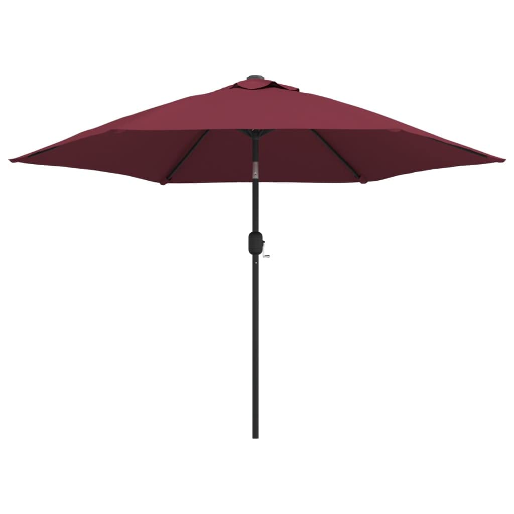 Ombrellone da 300 cm, colore rosso bordeaux, grande ombrellone da giardino pieghevole, con manovella e asta in metallo, ombrellone rotondo con 6 stecche, per giardino, balcone, terrazza