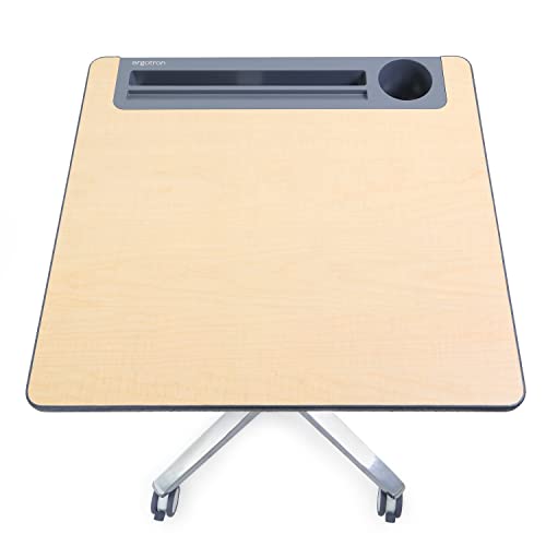 Image of Ergotron - Mobile Standing Desk, Adjustable Height Small Rolling Laptop Computer Sit Stand Desk with Wheels for Classroom, Office, Medical or Home Use - Adjusts from 29 to 45 Inches - Maple