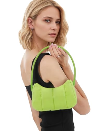 Shoulder Bag for Women Y2K Purse Puffy Nylon Small Shoulder Handbags Rubber Handle Clutch Underarm Purse4