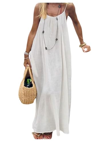 MakeMeChic Women's Open Back Cami Dress Spaghetti Strap Sleeveless Maxi Dresses