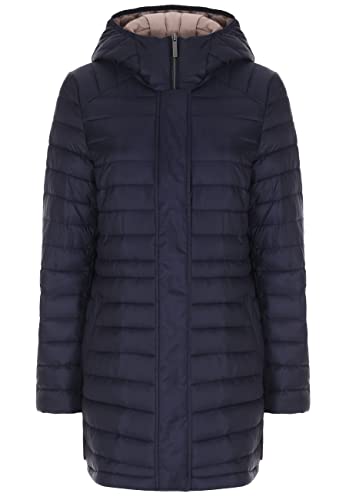 ppep. leichter Steppmantel mit Kapuze für Damen, blau, Größe 40