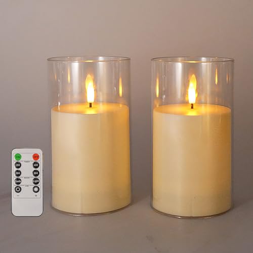 NICEME 7" x 4" Large Waterproof Outdoor Flameless Candles with Remote Control and Timer, Acrylic Outdoor Flickering Candles Battery Operated for Indoor Outdoor Lanterns Patio Porch, Long Lasting 2PCS