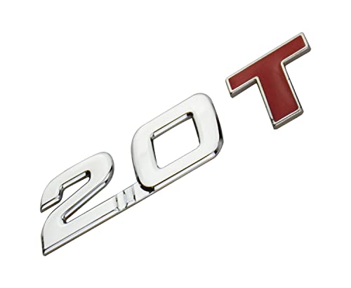 Image of 1Pc 2.0T Turbo Metal Trunk Emblem 2.0 T 3D Badge Decal Sticker Replacement for Universal Type 2.0T Car Trucks (Red)