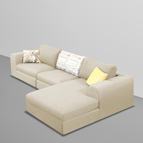 Image of Koza RHS 4 Seater L Shape Sofa Set for Living Room (Cream Fabric) Premium Fabric Sofa