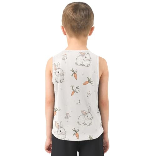 Bolaz Boys Athletic Quick Dry Tank Top Sleeveless Workout T Shirts Age 11-15,Rabbits_and_Carrots3