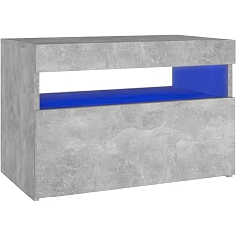 vidaXL Modern Bedside Cabinet with LED Lights Cover