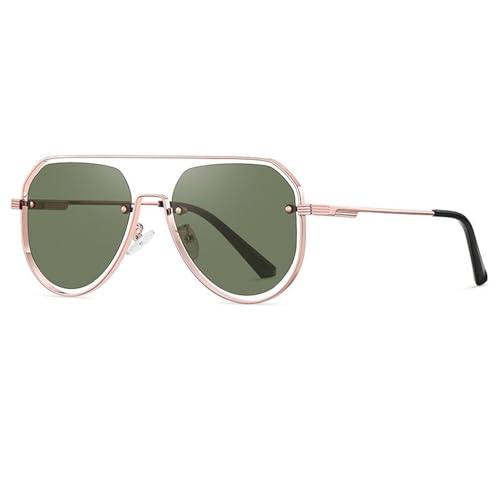 Lunettes de soleil pour femmes et hommes protection UV400 plage et voyage métal doré
