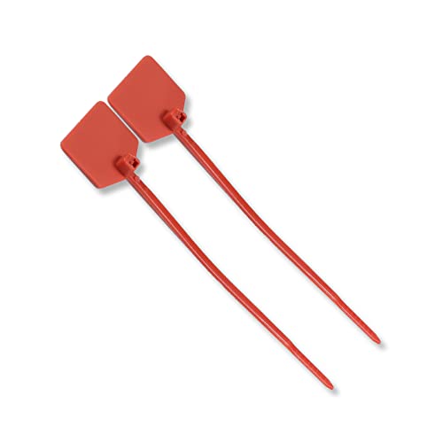 Image of Waterproof Shipping Tags - Self Locking Nylon Writable Marker Ties for Luggage Identification, Plastic Straps Label Mark, Seal Zip Tie for Labeling - 100pcs (Red)