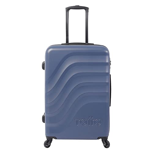TOTTO   Maleta Rígida Mediana, Modelo Bazy, 46 x 68 x 26 cm, Capacidad 81 L, Alta Resistencia a Impactos, Ruedas 360º, Manija Telescópica, Correas Compresión Internas, Candado TSA, Color Azul Oscuro
