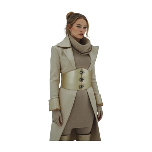 TrendyFashionJewelry Women Wide Corset Hooks Belt Hip Waist Elastic Plus L XL XXL Metallic Beige Champagne Color3