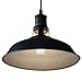 YOBO Lighting Antique Industrial Barn Hanging Pendant Light with Metal Dome Shade, Matte Black