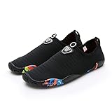 Tianmao Unisex Wasserschuhe Schwimmschuhe Barfußschuhe Tauchschuhe Schnorchelschuhe Badeschuhe Strandschuhe rutschfest Leicht Surfschuhe Aquaschuhe für Herren Damen, Schwarz, 40/41 EU