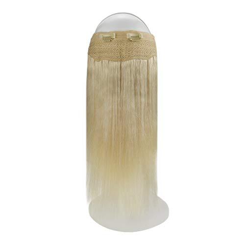 Blonde Hair Extensions Halo Hair Platinum Blonde 80g Real Hair Extensions Natural Halo Hair Extensions Straight Hair Extensions for Women