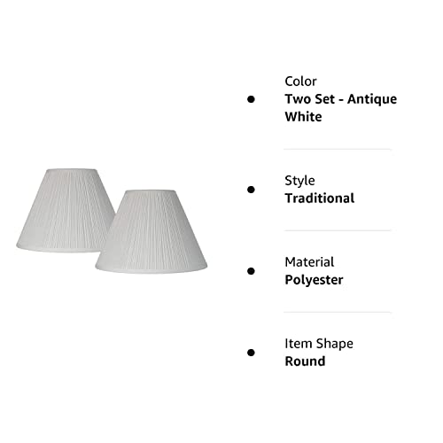 Set Of 2 White Pleated Medium Empire Lamp Shades 6.5" Top X 15" Bottom X 11" High (Spider) Replacement With Harp And Finial - Springcrest #TOP6