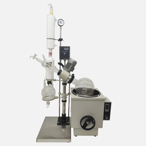 WYDDDARY 10L Manual Lifting Rotary Evaporator with Intelligent Control Temperature System 0-120 RPM Rotation Speed Rotavapor Lab Evaporation Equipment Without Plug 5L Collect Bottle 110V