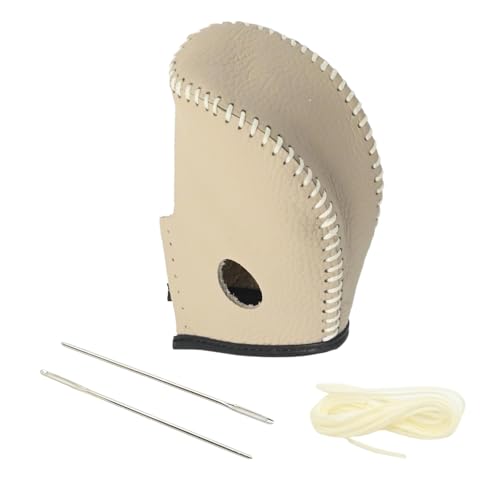 Newnessai Gear Shift Knob Cover with Beige Stitches, Shift Lever Leather Sheath, Replacement for Pathfinder 2013 2014 2015 2016 2017 2018 2019 2020