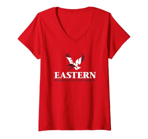 Womens Eastern Washington Eagles Icon Red Officially Licensed V-Neck T-Shirt