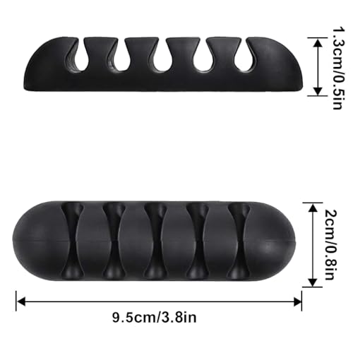 Image of oddpod Pack of 3 - Silicone Cable Clips Wire Tidy Management Organizer /Self Adhesive Desk Cable Cord Holder for Charging Cable, Power Cord, USB, Cables in Home, Office & Car - 5 Slots (Black)