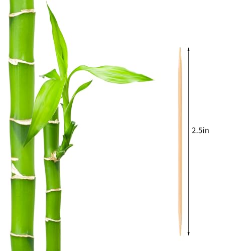 Image of 2PS Toothpick Holder with 1000 Count Bamboo Toothpicks for Teeth Cleaning Fruits- Round Double-Pointed Wooden Toothpicks, for Appetizers,Olives