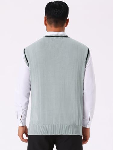 Men's Solid Color V-Neck Sleeveless Cable Knitted Sweater Vest3