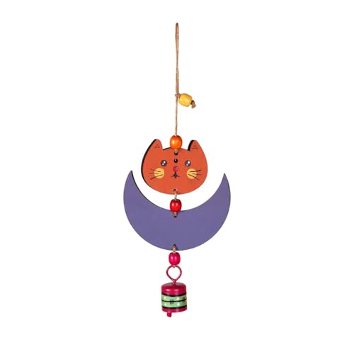 Image of Aakriti Art Creations Cute Kitty Wind Chime Multicolor | Handmade Wooden & Metal Windchimes for Home | Decorative Wind Chimes for Balcony, Garden, Living Room | Feng Shui Wind Chime Decor