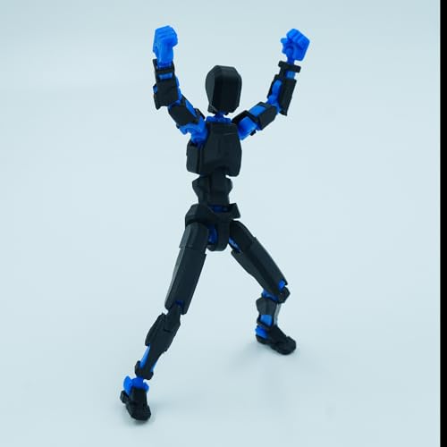 Image of Dummy 13 Action Figure Robot | Fully Articulated 3D Printed Robot Toy | 5.4-inch Collectible Figurine | Matte Finish| Unassembeled (Black-Blue)