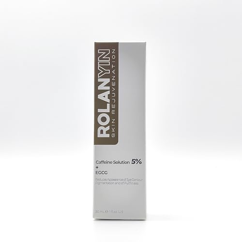 ROLANYIN Caffeine Solution 5% + EGCG Eye Serum for Puffiness Reduction Dark Circle Treatment Hydrating Firming and Soothing Anti Aging Nourishing Formula Eye Skin Care 1 Fl.Oz