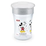 NUK Magic Cup Trinklernbecher mit persönlicher Gravur, auslaufsicherer 360°-Trinkrand, ab 8 Monaten, 230ml, Disney Mickey Mouse (grau)