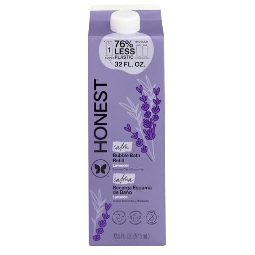 The Honest Company Foaming Bubble Bath Refill Lavender Calm Scent Tear-Free Hypoallergenic Naturally Derived Gentle for Baby 32 fl oz