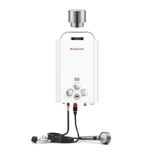 GASLAND BE158 1.58GPM 6L Outdoor Portable Gas Water Heater,3.54'' Rain Cap for Tankless Water Heater