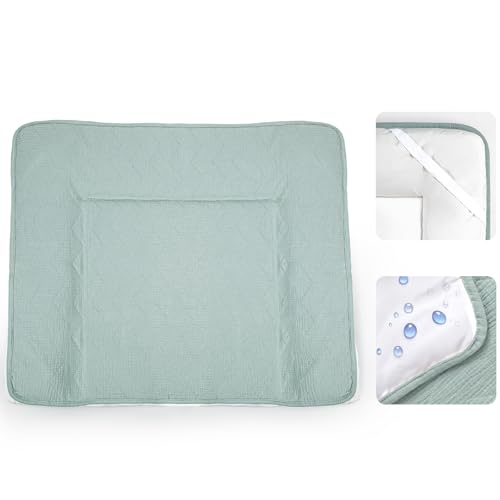 lulumoon Wickelauflagenbezug für Wickelauflage 75x85 cm: Musselin Baumwolle mit hoher Saugfähigkeit – Auslaufsichere Wasserdicht Rückseite – waschbarer Wickelauflage für Baby