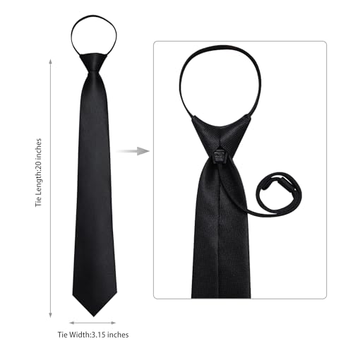 Image of DiBanGu Mens Zipper Ties Silk Adjustable Necktie Pocket Square | Paisley /Striped Pattern,Pre-tied Gift Tie Sets,Jacquard Woven,Pocket Square Cufflinks,Great for Formal & Business Wedding