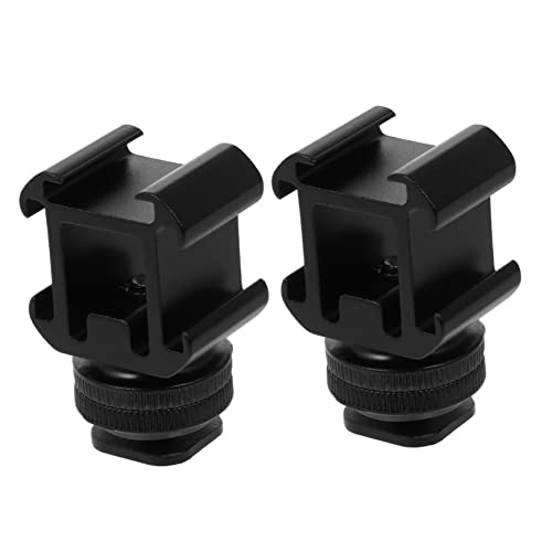 BRIGHTFUFU Universal Hot Shoe Mount Adapter for DSLR Cameras 2 Pieces Aluminum Alloy and Lightweight