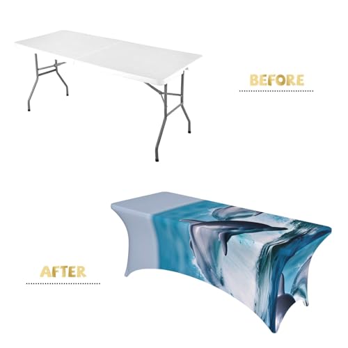 Nappe motif dauphin 1,8 m extensible contre les plis de table - 5