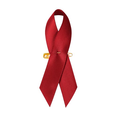 Image of 200 Pieces Burgundy Awareness Ribbons with Safety Pins 1.4 * 3 inch
