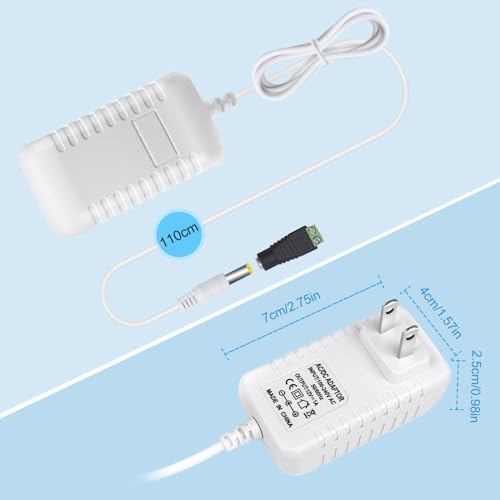 Image of 12V Power Supply, 12 Volt 1A 12W DC Power Supply, White LED Power Adapter, AC 110V to 12V Wall Mounted Transformer Plug for LED Strip Lights with 5.5 /2.1 DC Female Connector, 3 Pack