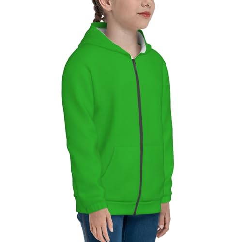 Green Kid Hoodies Boys Zip Up Sweatshirts Girls Pullover with Pocket4