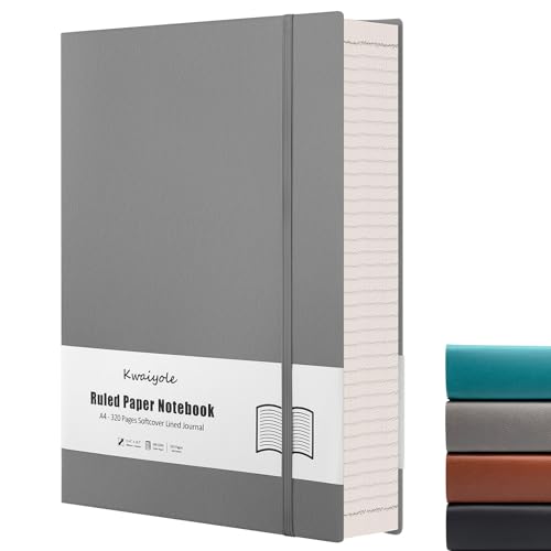 Kwaiyole College Ruled Notebook Journal 8.5 x 11 320 Pages A4 Softcover Faux Leather Journal Notepad, 100GSM Thick Paper Lined Notebook for Women, Large Journal for Work Writing Office School - Gray