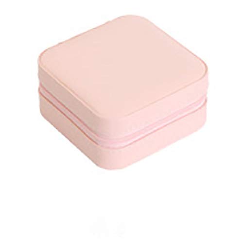 QYQS Simple boîte à Bijoux Portable Voyage Sac de Rangement de Bijoux, Bracelet Bijoux Boucles d'oreilles boîte de Rangement boîte de Rangement en Cuir PU,Rose Cover