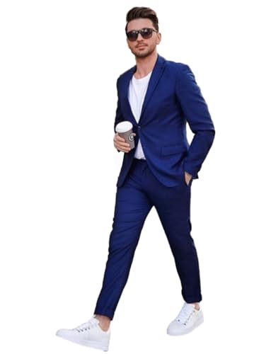 Men's Casual Daily Suit 2 Pieces Beach Wedding Party Single Breasted Button Jacket & Trousers