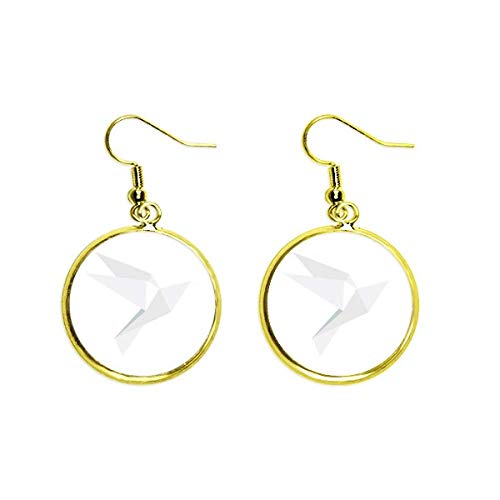 Pendientes de paloma dorados origami blanco ligeros antialergicos para mujer