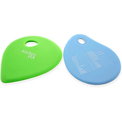 KitchenVIA 2 Pc Silicone Bench Scraper Set with Tablespoon Measurements - Scrape, Decorate, and Cut with Ease! Cover