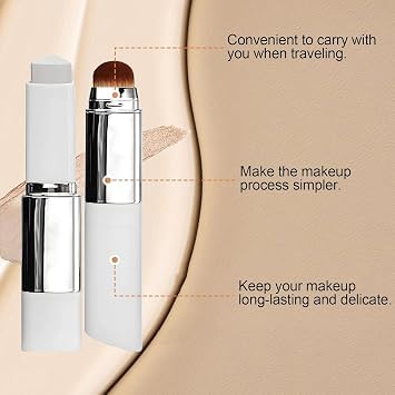 Image of Color Changing Foundation Stick with Mushroom Head Brush | Moisturizing Skin Tone Adjusting Foundation | Lightweight Natural Finish | Blendable Cream Makeup Base | Suitable for Daily Use | 13g