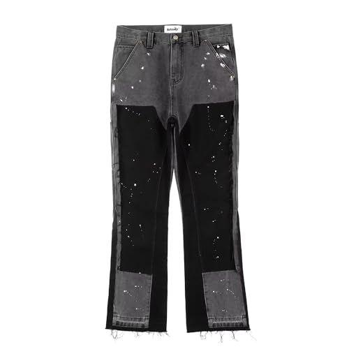 Color Match Ink Painted Baggy Jeans for Men Y2k Straight Denim Cargo Pants3
