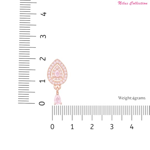 Image of Nilu's Collection 18k Rose Gold Plated Clip On Hoop Earrings, Stylish Women Earrings, Fancy Zircon Copper Bali Earrings for Women and Girls (Drop design)