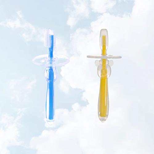 Conjunto de escova de dentes de silicone para bebês, escova de dentes para bebês, escova de dentes d