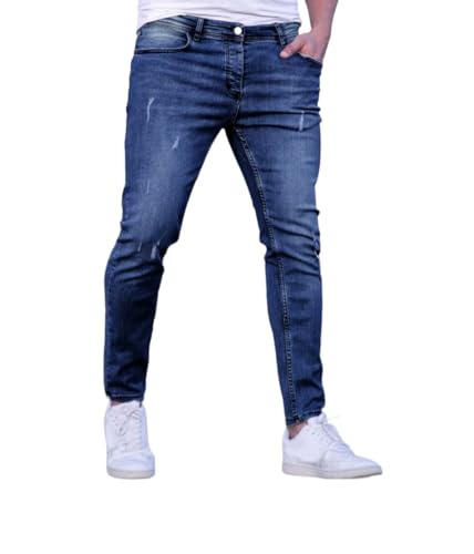 Men's Cat Scratch Design, Skinny Denim Jeans Dark Wash4