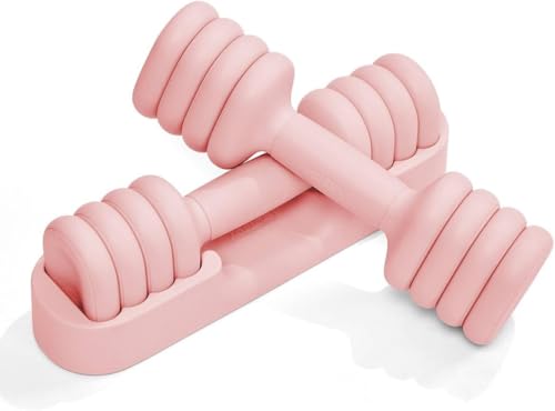 Image of YOTTOY Adjustable Dumbbell Set of 2, 4-in-1 Hand Weights for Women at Home, Compact Free Weights Dumbbells Set with Soft Grip and Base, 2-5 lbs Each for Home Gym