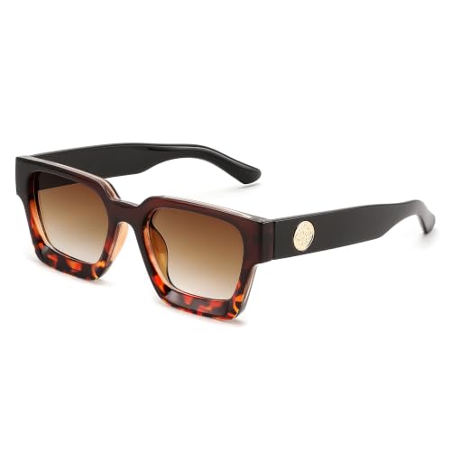 Image of FEISEDY Retro 90s Chunky Square Sunglasses for Women Men B2385
